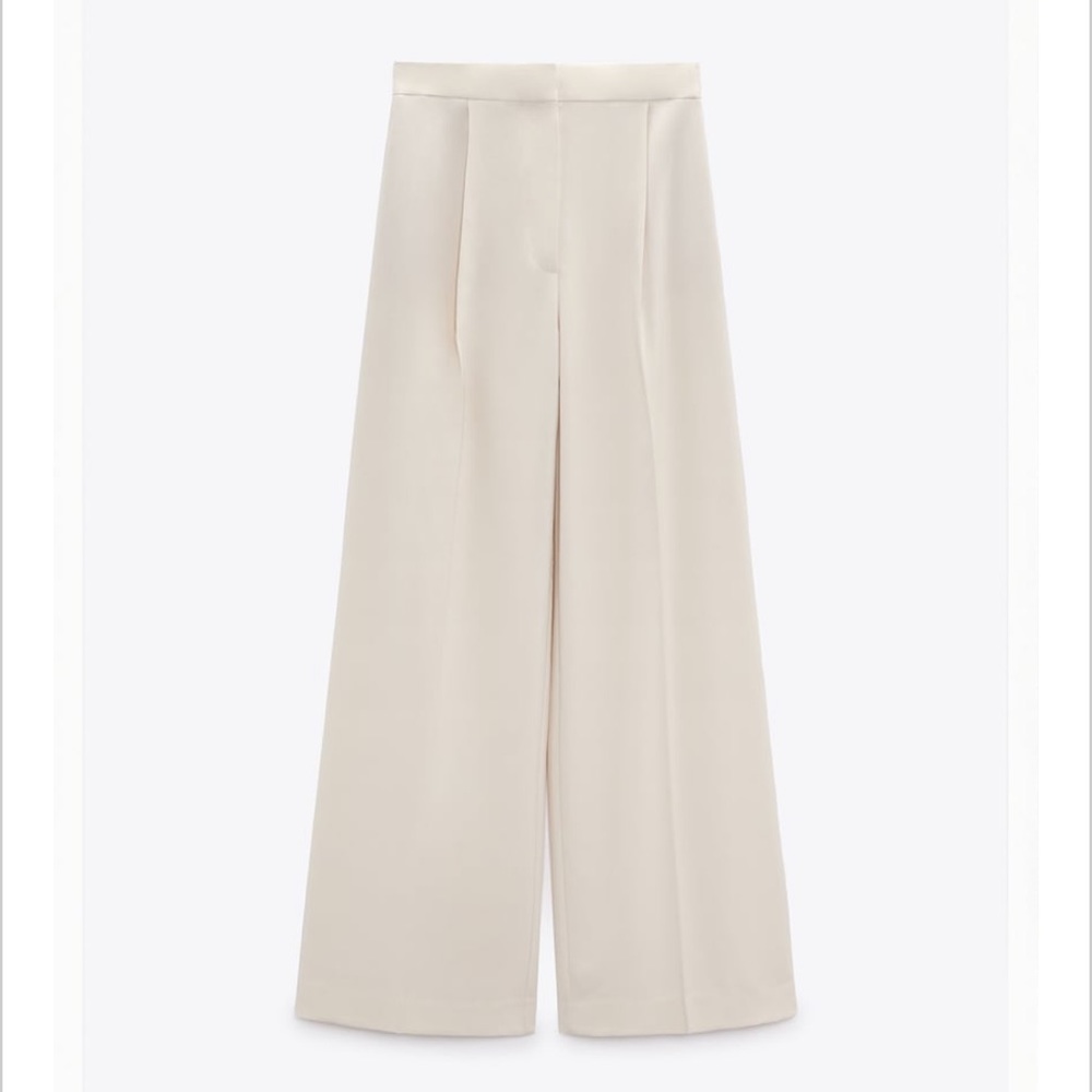 Zara Wide Leg Menswear Style Sand Pants XS